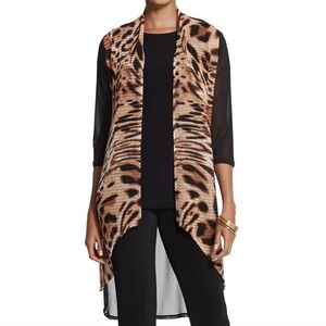 Chico's Travelers Collection Animal Leopard Print Open Lightweight Cardigan XL
